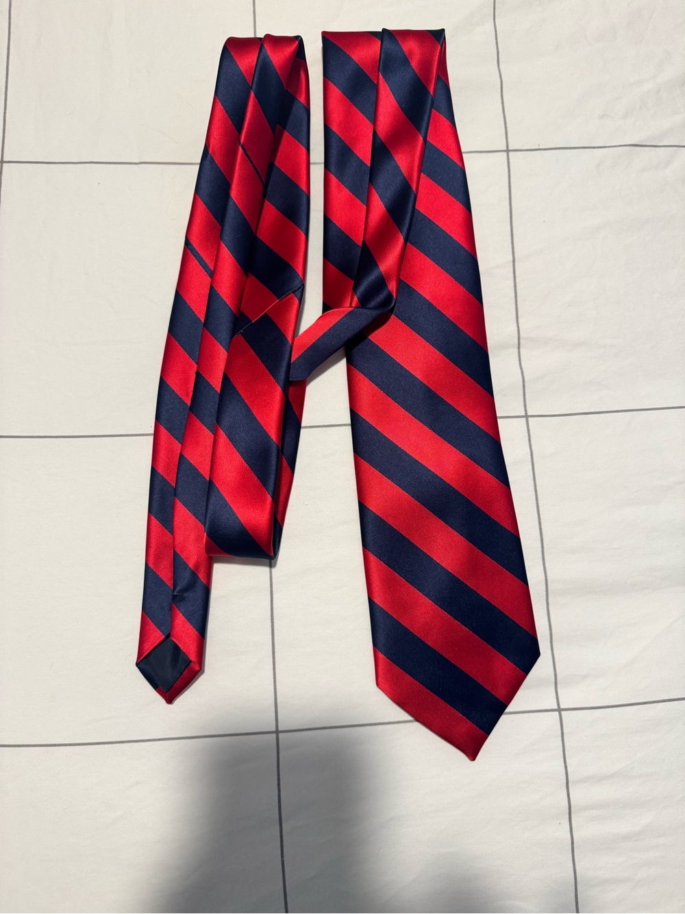 Red and blue striped tie